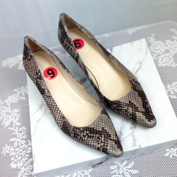 Calvin Klein Snake Print Kitten Heels Shoes - Picture 3 of 12